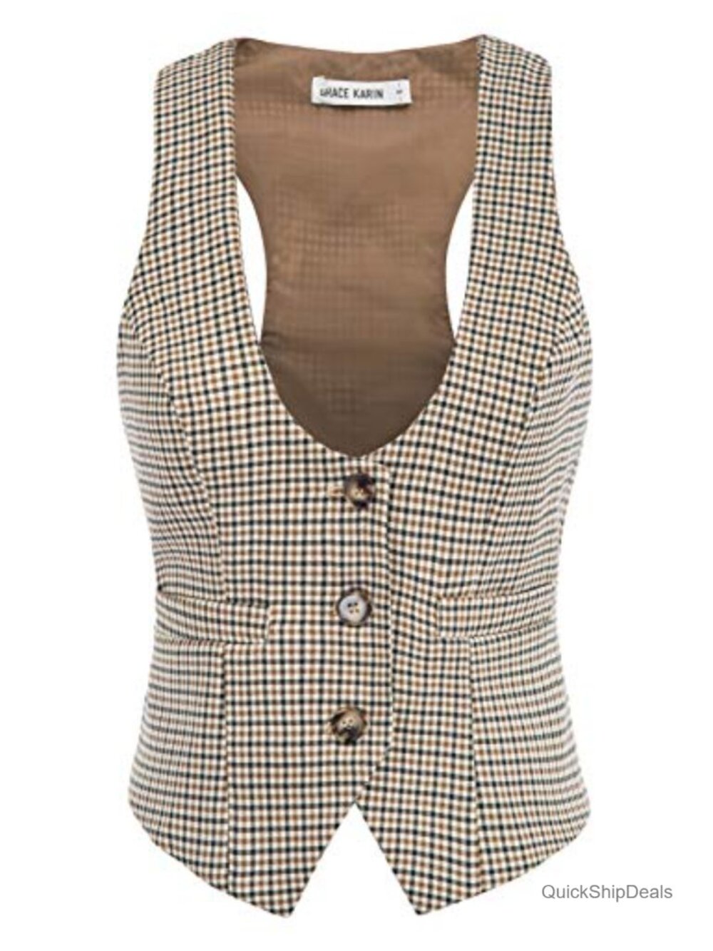 Women's Suit Vest Top Sleeveless Button Waistcoat Business Casual Workwear